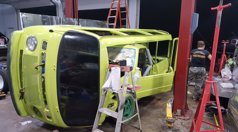 Illustration for article titled LeMons Bonkers Car-Building Legend Speedycop Will Race A Sideways Microbus